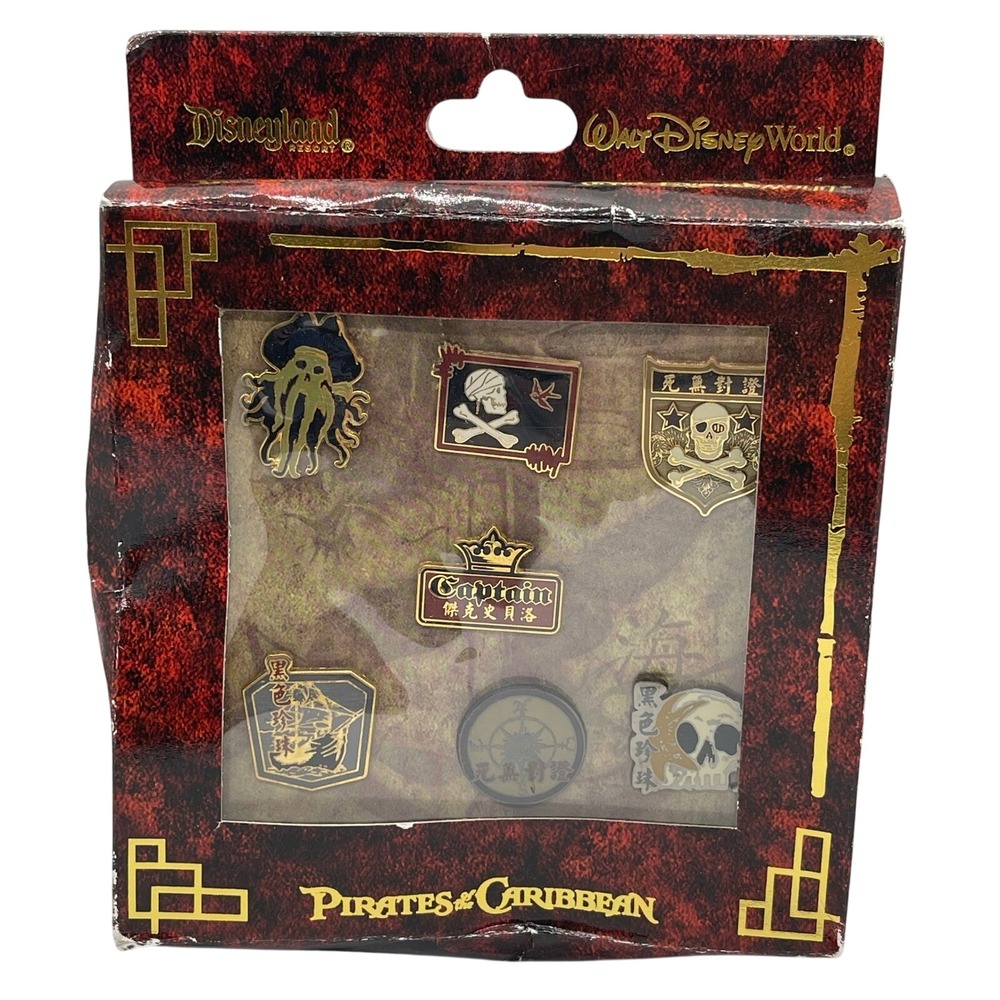 Disney Pirates of the Caribbean At Worlds End 7 Pin Box Set Davy Jones Skull